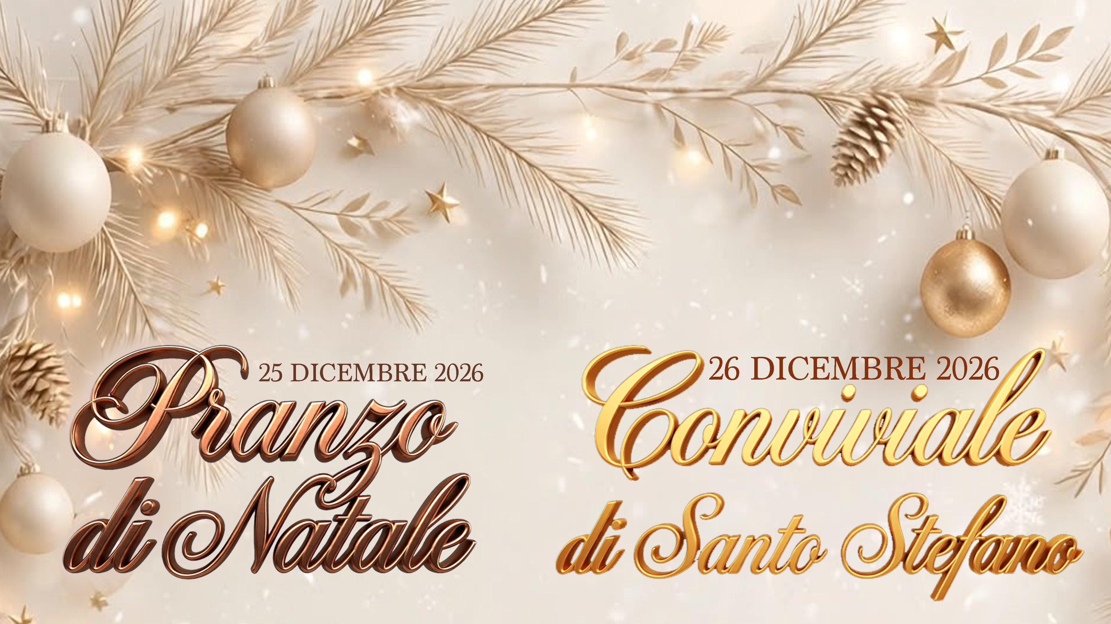 PRANZO DI NATALE E SANTO STEFANO 2026